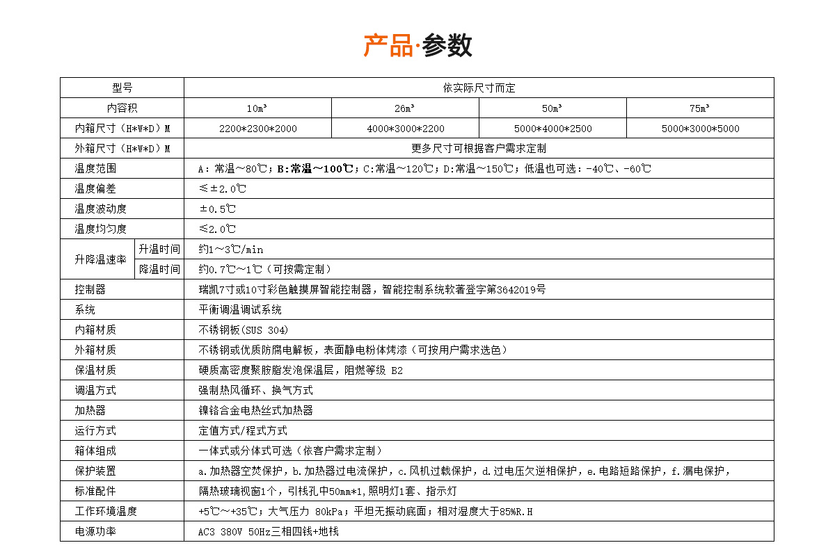 步入式高溫老化房參數